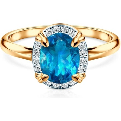 Savicki Zásnubný prsteň dvojfarebné zlato modrý topás diamanty SAVR93168 Y LBT