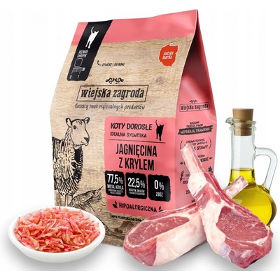 WIEJSKA ZAGRODA Jahňacie s krillom pre mačky 1,6 kg