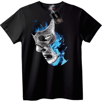 NOONEBRAND Тениска Мистична маска със сини пламъци - 2XL, White