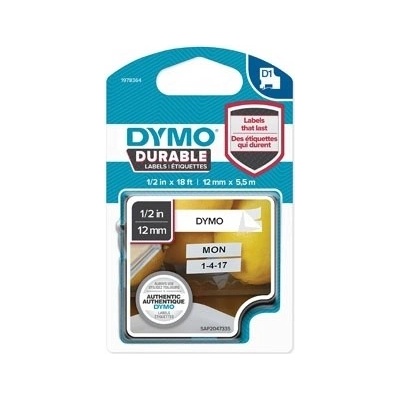 Dymo originální páska do tiskárny štítků, 1978364, černý tisk/bílý podklad, 5.5m, 12mm, D1 1978364