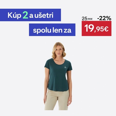 QUECHUA Dámske turistické tričko NH500 tmavozelené