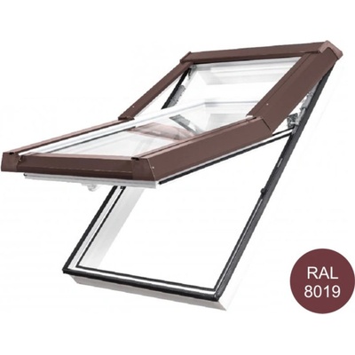 SKYLIGHT Strešné okno plastové 55x78 cm biele s hnedým obkladom