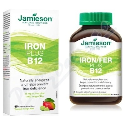 Jamieson Železo plus B12 cmúľacie tabliety 45 tabliet