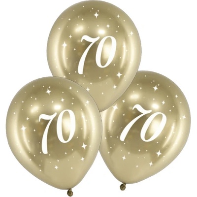 PartyDeco Balonky latex číslo 70 chromově zlaté 30 cm