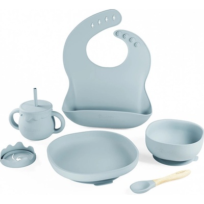 Lulaby silikónová jedálenská sada s prísavkou Pastel Blue 6 dielna