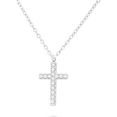 Biju Řetízek z chirurgické oceli, drobný křížek se zirkony 3001687