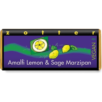 Zotter Bio plněná hořká Šalvějový marcipán a citrón Amalfi, 70 g