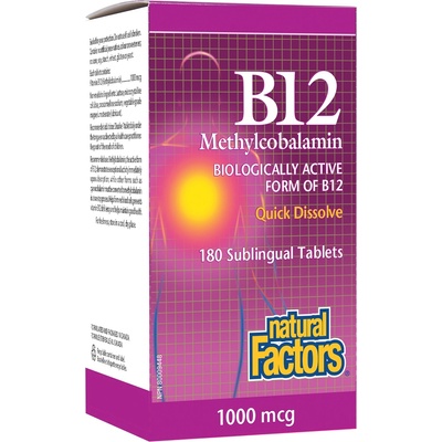 Natural Factors Vitamin B12 Methylcobalamin, 1000 mcg, 180 таблетки, Natural Factors