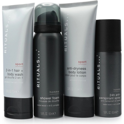 Rituals Sport kosmetická taška 1 ks + sprchová pěna 50 ml + tělové mléko 70 ml + antiperspirant 50 ml + mýdlo na tělo 70 ml kosmetická sada