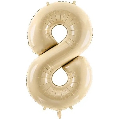 PartyDeco Fóliový balón narozeninové číslo 8 béžový 72 cm