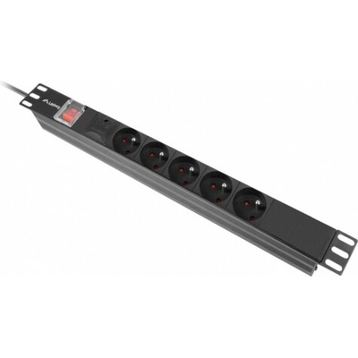 Разклонител, Lanberg power distribution unit (pdu) 19" 1U 10a 2m 5x french outlets black c14 (PDU-05E-0200-IEC-BK)