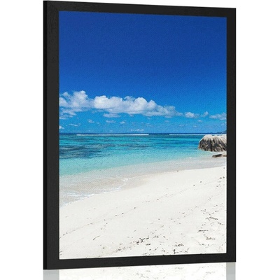 Plakát pláž Anse Source - 60x90 black