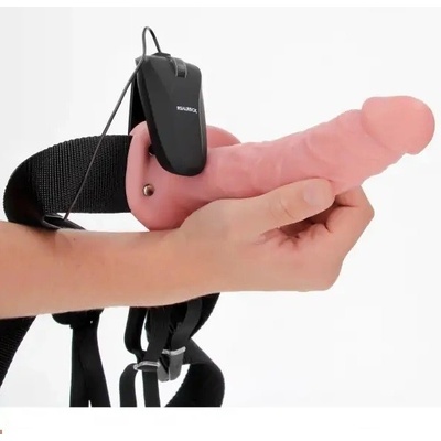 RealRock Vibrating Hollow Strap on dutý připínací penis tělový 21 cm – Sleviste.cz