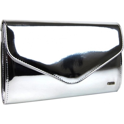 Zrcadlově lesklá společenská listová kabelka SP102 strieborná