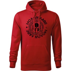 DRAGOWA мъжки суитшърт с качулка Molon Labe, червен, 320г/м2 (11455)