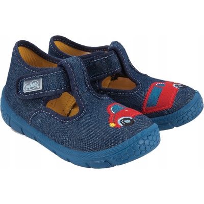 Befado 631P046 detské textilné papuče pre chlapcov SOFT na suchý zips Granátové