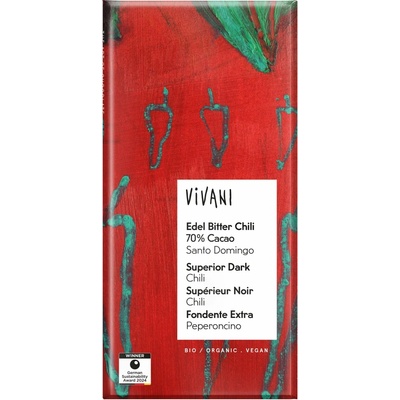 Vivani Bio hořká s chilli 70 % 80 g