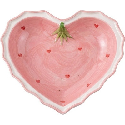 Clayre & Eef Růžová keramická miska ve tvaru srdce Sweet Hearts M 15 x 15 x 4 cm