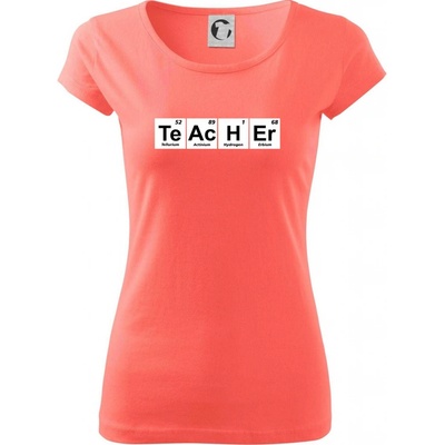 Periodická tabulka Teacher Pure dámske tričko Korálová