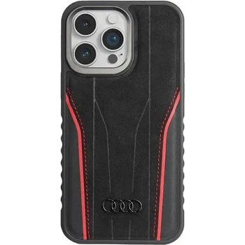 Audi Кожен кейс Audi Genuine Leather с MagSafe за iPhone 15 Pro Max, черно-червен (6955250226806)