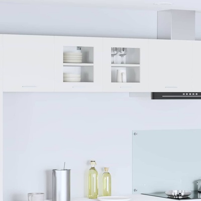 vidaXL Висящ шкаф 2 pcs Бяло Инженерна дървесина (884195)