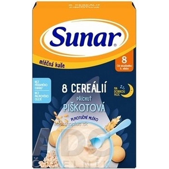 Sunar mliečna kaša s 8 cereáliami na dobrú noc piškótová 210 g