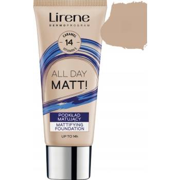 Lirene Nature Matte zmatňujúci fluidný make-up pre dlhotrvajúci efekt 14 Caramel 30 ml