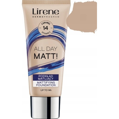 Lirene Nature Matte zmatňujúci fluidný make-up pre dlhotrvajúci efekt 14 Caramel 30 ml