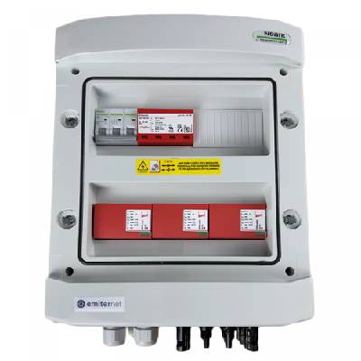EM-1146_DCAC Разпределителна кутия DCAC, IP65, SPD DC Dehn 1000V тип 2, 3 x PV вериги, 3 x MPPT, SPD AC Dehn тип 2, 63A 3-Ф, RCD тип A 63A/300mA (EM-1146_DCAC)