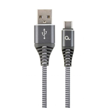 Gembird Кабел за зареждане и данни Gembird, USB 2.0 (T) към USB 2.0 Type-C (T), 2 м, Сив/Бял, CC-USB2B-AMCM-2M-WB2 (CC-USB2B-AMCM-2M-WB2) (CC-USB2B-AMCM-2M-WB2)