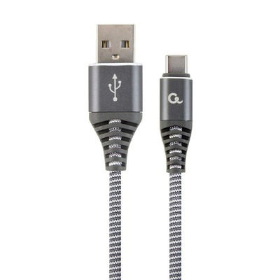 Gembird Кабел за зареждане и данни Gembird, USB 2.0 (T) към USB 2.0 Type-C (T), 2 м, Сив/Бял, CC-USB2B-AMCM-2M-WB2 (CC-USB2B-AMCM-2M-WB2)