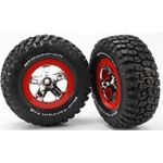 Traxxas колело 2.2/3.0", диск SCT сребърен-червен, гума KM2 (2) (2WD преден)