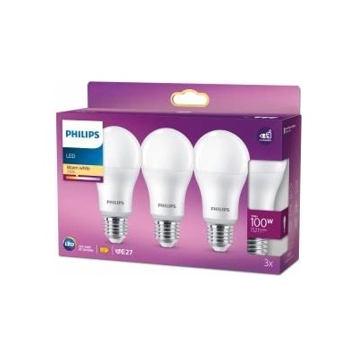 Philips LED Classic E27 Lampen 3-er Pack (100 W) - 8720169326354