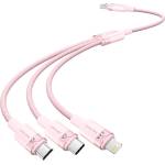 Vention USB-A 2.0/M - USB-C/Lightning/Micro USB-B, 1.5m, (pink, 3A, 3in1), кабел
