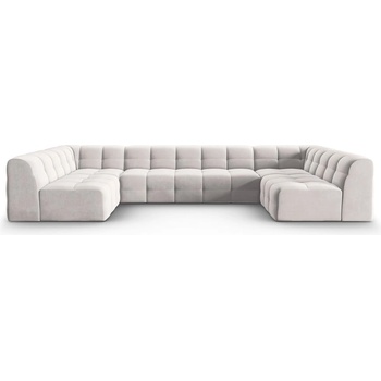 Micadoni Ъглов диван от светлосиво кадифе (U-образен) Kendal - Micadoni Home (MIC_U_121_F1_KENDAL1)
