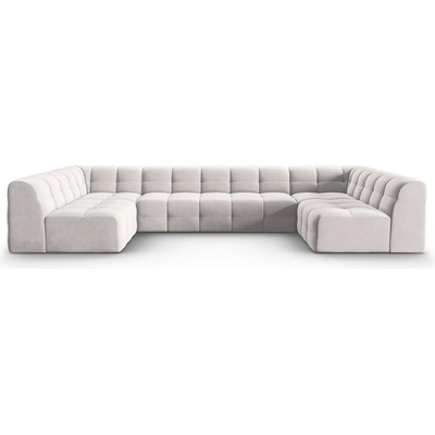 Micadoni Ъглов диван от светлосиво кадифе (U-образен) Kendal - Micadoni Home (MIC_U_121_F1_KENDAL1)