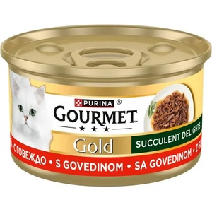 Purina Gourmet Gold Succulent Delight with Beef - пълноценна мокра храна за котки с говеждо 85gr