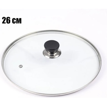 Image 1 of 26 см стъклен капак с отвор за пара и кант от неръждаема стомана