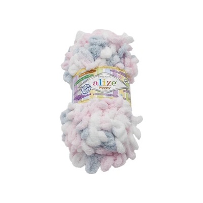 Alize příze Puffy color 5864 bílá, růžová, šedá