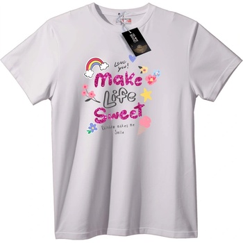 NOONEBRAND Тениска Направи Живота Сладък - 5XL, White