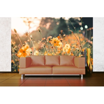 DIMEX ART s. r. o Самозалепваща се флизелинова фототапета оранжеви цветя 375 x 250 см