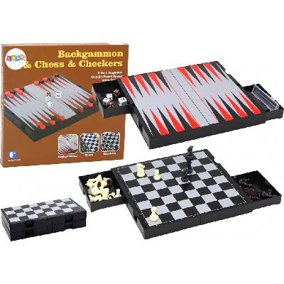 mamido Súprava hier 3v1 Magnetická doska Šach Dáma Backgammon