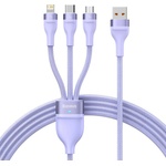 Baseus Кабел за данни 3в1, USB, 66W, 1.2m - Baseus Flash Series 2 (CASS040005) - лилав