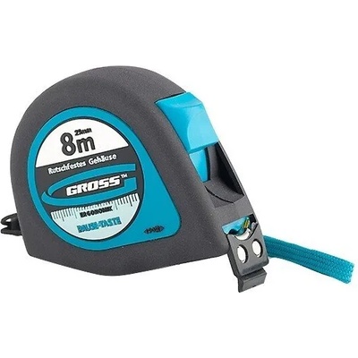 GROSS Ролетка Ergonomisch, 8 m х 25 mm, магнитен гумиран накрайник GROSS