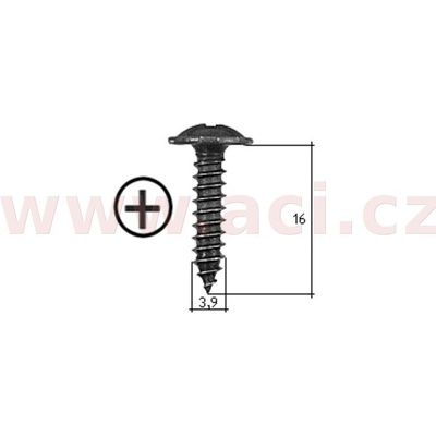 ACI Samořezný křížový vrut černý pozink Fe (sada 20 ks) (3,9 mm, 16 mm)
