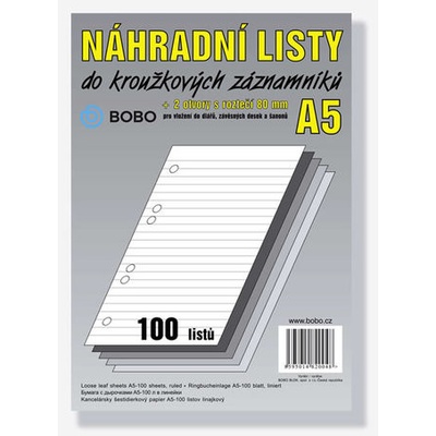 Náhradní listy A5, linka, 100 listů
