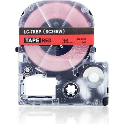Epson LC-7RBP, SC36RW, 36mm x 8m, černý tisk / červený podklad, kompatibilní páska