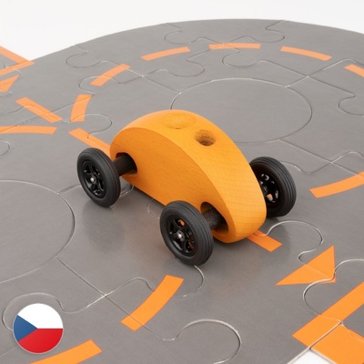 Trihorse Autíčko Finger Car oranžové s puzzle skladačkou