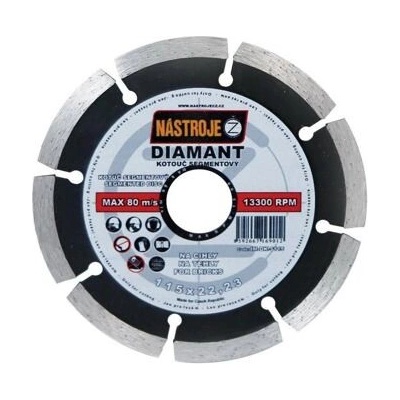 Nástroje cz Diamantový kotouč segmentový 115 x 2 x 22,2 mm IM-DK-S115
