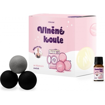 Úklid pro klid Vlněné koule do sušičky černošedé citronová tráva 3 ks – Hledejceny.cz